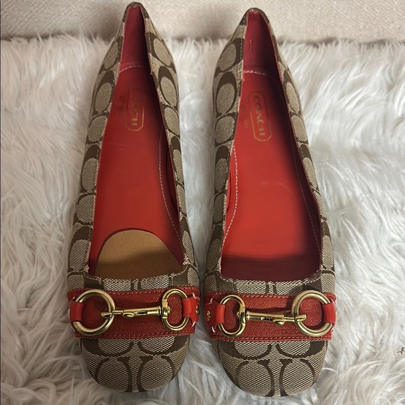 Coach Shoes - Coach Women's Tan and Red Loafers